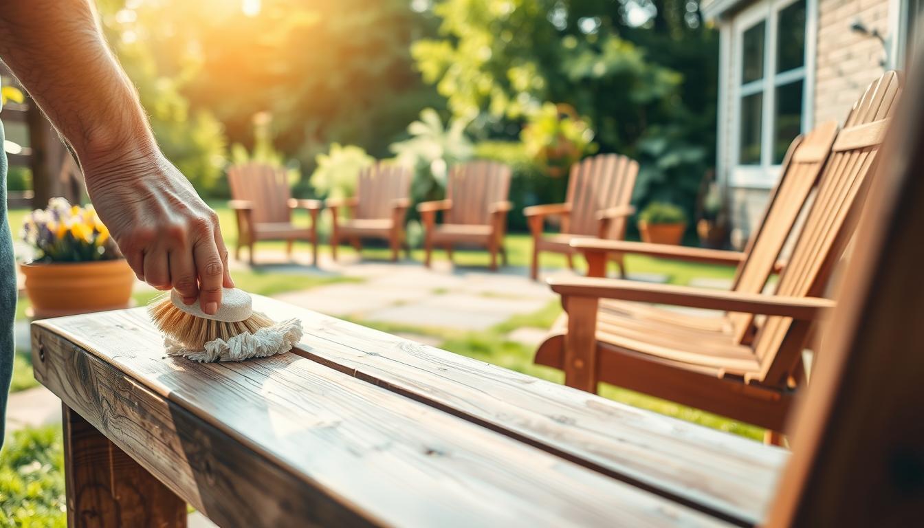 how to clean wood garden furniture